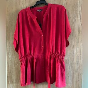 Blouse, color red, 1X